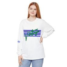 Load image into Gallery viewer, VINTAGE STARS AND STRIPES LONG SLEEVE (UNISEX) ROYAL AND GREEN INK