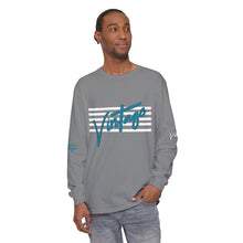 Load image into Gallery viewer, VINTAGE STARS AND STRIPES LONG SLEEVE (UNISEX) TEAL AND WHITE INK