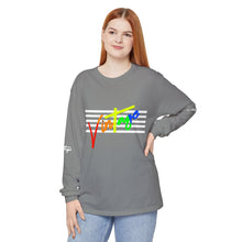 Load image into Gallery viewer, VINTAGE STARS AND STRIPES LONG SLEEVE (UNISEX) ROY G BIV AND WHITE INK