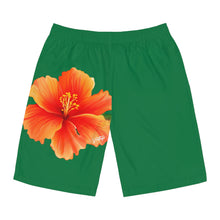 Load image into Gallery viewer, VINTAGE (WELCOME TO BOTANY 101 ORANGE FLOWER) ON GREEN SHORTS