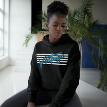 Load image into Gallery viewer, VINTAGE STARS AND STRIPES UNISEX HOODIE (WHITE AND TEAL)