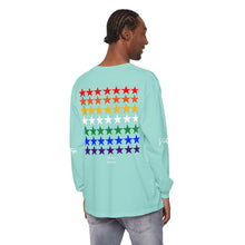 Load image into Gallery viewer, VINTAGE STARS AND STRIPES LONG SLEEVE (UNISEX) ROY G BIV AND WHITE INK