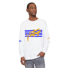 Load image into Gallery viewer, VINTAGE STARS AND STRIPES LONG SLEEVE (UNISEX) ROYAL AND GOLD INK
