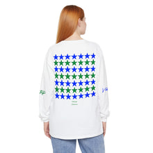 Load image into Gallery viewer, VINTAGE STARS AND STRIPES LONG SLEEVE (UNISEX) ROYAL AND GREEN INK