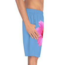 Load image into Gallery viewer, VINTAGE (WELCOME TO BOTANY 101 PINK FLOWER) ON BABY BLUE SHORTS