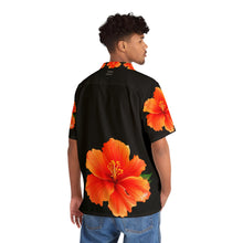 Load image into Gallery viewer, VINTAGE NEW HAWAIIAN (WELCOME TO BOTANY 101 ORANGE FLOWER) ON BLACK