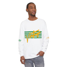 Load image into Gallery viewer, VINTAGE STARS AND STRIPES LONG SLEEVE (UNISEX) GREEN AND GOLD INK