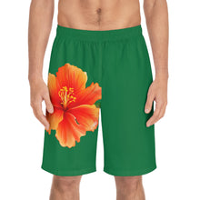 Load image into Gallery viewer, VINTAGE (WELCOME TO BOTANY 101 ORANGE FLOWER) ON GREEN SHORTS