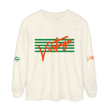 Load image into Gallery viewer, VINTAGE STARS AND STRIPES LONG SLEEVE (UNISEX) GREEN AND ORANGE INK