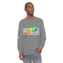 Load image into Gallery viewer, VINTAGE STARS AND STRIPES LONG SLEEVE (UNISEX) ROY G BIV AND WHITE INK