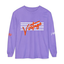 Load image into Gallery viewer, VINTAGE STARS AND STRIPES LONG SLEEVE (UNISEX) ORANGE AND WHITE INK