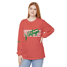 Load image into Gallery viewer, VINTAGE STARS AND STRIPES LONG SLEEVE (UNISEX) GREEN AND WHITE INK