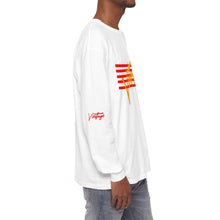 Load image into Gallery viewer, VINTAGE STARS AND STRIPES LONG SLEEVE (UNISEX) RED AND GOLD INK