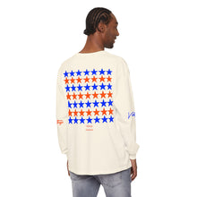 Load image into Gallery viewer, VINTAGE STARS AND STRIPES LONG SLEEVE (UNISEX) ROYAL AND ORANGE INK