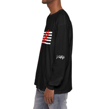 Load image into Gallery viewer, VINTAGE STARS AND STRIPES LONG SLEEVE (UNISEX) RED AND WHITE INK