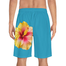 Load image into Gallery viewer, VINTAGE (WELCOME TO BOTANY 101 YELLOW FLOWER) ON TURQUOISE SHORTS