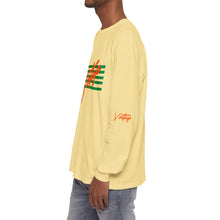 Load image into Gallery viewer, VINTAGE STARS AND STRIPES LONG SLEEVE (UNISEX) GREEN AND ORANGE INK