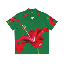 Load image into Gallery viewer, VINTAGE NEW HAWAIIAN (WELCOME TO BOTANY 101 RED FLOWER) ON GREEN