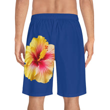 Load image into Gallery viewer, VINTAGE (WELCOME TO BOTANY 101 YELLOW FLOWER) ON BLUE SHORTS