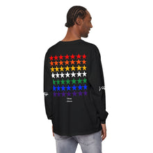 Load image into Gallery viewer, VINTAGE STARS AND STRIPES LONG SLEEVE (UNISEX) ROY G BIV AND WHITE INK
