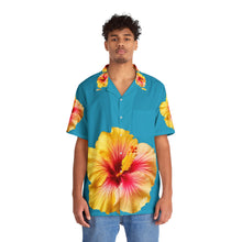 Load image into Gallery viewer, VINTAGE NEW HAWAIIAN (WELCOME TO BOTANY 101 YELLOW FLOWER) ON TURQUOISE