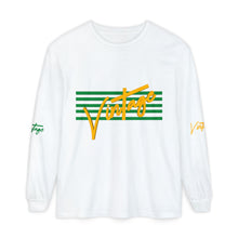 Load image into Gallery viewer, VINTAGE STARS AND STRIPES LONG SLEEVE (UNISEX) GREEN AND GOLD INK