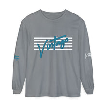 Load image into Gallery viewer, VINTAGE STARS AND STRIPES LONG SLEEVE (UNISEX) TEAL AND WHITE INK