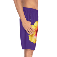Load image into Gallery viewer, VINTAGE (WELCOME TO BOTANY 101 YELLOW FLOWER) ON PURPLE SHORTS