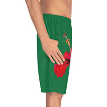 Load image into Gallery viewer, VINTAGE (WELCOME TO BOTANY 101 RED FLOWER) ON GREEN SHORTS