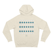 Load image into Gallery viewer, VINTAGE STARS AND STRIPES UNISEX HOODIE (WHITE AND TEAL)