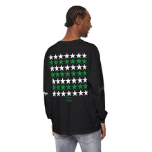 Load image into Gallery viewer, VINTAGE STARS AND STRIPES LONG SLEEVE (UNISEX) GREEN AND WHITE INK