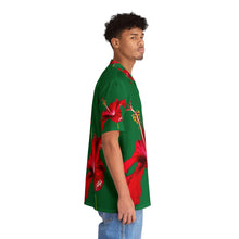 Load image into Gallery viewer, VINTAGE NEW HAWAIIAN (WELCOME TO BOTANY 101 RED FLOWER) ON GREEN