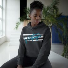 Load image into Gallery viewer, VINTAGE STARS AND STRIPES UNISEX HOODIE (WHITE AND TEAL)
