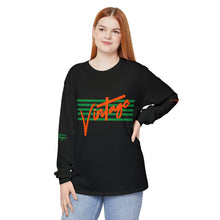 Load image into Gallery viewer, VINTAGE STARS AND STRIPES LONG SLEEVE (UNISEX) GREEN AND ORANGE INK