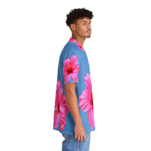 Load image into Gallery viewer, VINTAGE NEW HAWAIIAN (WELCOME TO BOTANY 101 PINK FLOWER) ON BABY BLUE