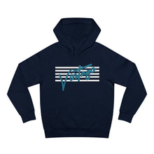 Load image into Gallery viewer, VINTAGE STARS AND STRIPES UNISEX HOODIE (WHITE AND TEAL)