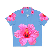 Load image into Gallery viewer, VINTAGE NEW HAWAIIAN (WELCOME TO BOTANY 101 PINK FLOWER) ON BABY BLUE