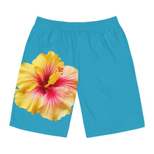 Load image into Gallery viewer, VINTAGE (WELCOME TO BOTANY 101 YELLOW FLOWER) ON TURQUOISE SHORTS
