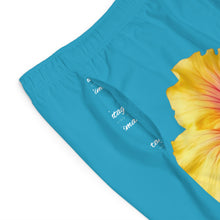 Load image into Gallery viewer, VINTAGE (WELCOME TO BOTANY 101 YELLOW FLOWER) ON TURQUOISE SHORTS
