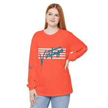Load image into Gallery viewer, VINTAGE STARS AND STRIPES LONG SLEEVE (UNISEX) TEAL AND WHITE INK