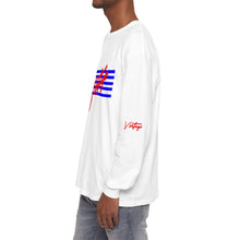 Load image into Gallery viewer, VINTAGE STARS AND STRIPES LONG SLEEVE (UNISEX) ROYAL AND RED INK
