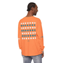 Load image into Gallery viewer, VINTAGE STARS AND STRIPES LONG SLEEVE (UNISEX) TEAL AND WHITE INK