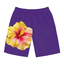 Load image into Gallery viewer, VINTAGE (WELCOME TO BOTANY 101 YELLOW FLOWER) ON PURPLE SHORTS