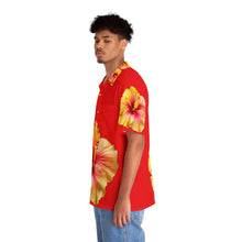 Load image into Gallery viewer, VINTAGE NEW HAWAIIAN (WELCOME TO BOTANY 101 YELLOW FLOWER) ON RED