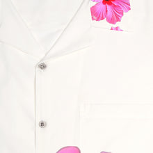 Load image into Gallery viewer, VINTAGE NEW HAWAIIAN (WELCOME TO BOTANY 101 PINK FLOWER) ON WHITE