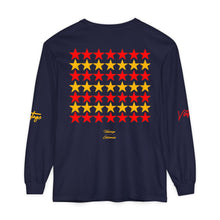 Load image into Gallery viewer, VINTAGE STARS AND STRIPES LONG SLEEVE (UNISEX) RED AND GOLD INK