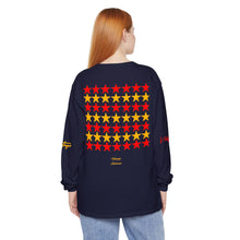Load image into Gallery viewer, VINTAGE STARS AND STRIPES LONG SLEEVE (UNISEX) RED AND GOLD INK
