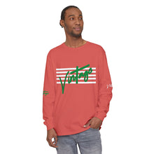 Load image into Gallery viewer, VINTAGE STARS AND STRIPES LONG SLEEVE (UNISEX) GREEN AND WHITE INK
