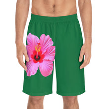 Load image into Gallery viewer, VINTAGE (WELCOME TO BOTANY 101 PINK FLOWER) ON GREEN SHORTS