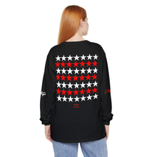 Load image into Gallery viewer, VINTAGE STARS AND STRIPES LONG SLEEVE (UNISEX) RED AND WHITE INK